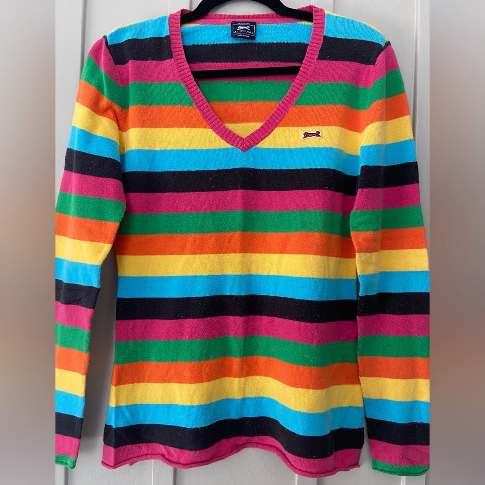 Le Tigre Women's Pastel Striped Sweater  Acrylic/Wool Blend Size Large